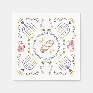 Shabbat Shalom Traditional Cocktail Napkins Pappersservett