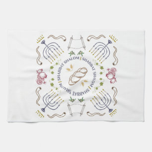 Shabbat Shalom Traditional Hand towel Kökshandduk