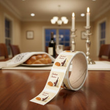 Shabbat Shalom Watercolor Challah, Wine & Candles 