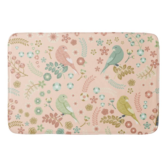 Shabby Birds & Grenar Pastel Salmon Badrumsmatta (Framsidan)