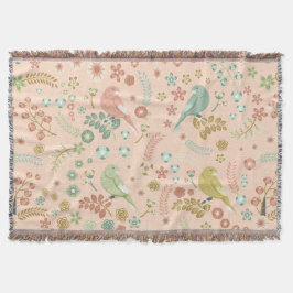 Shabby Birds & Grenar Pastel Salmon Filt