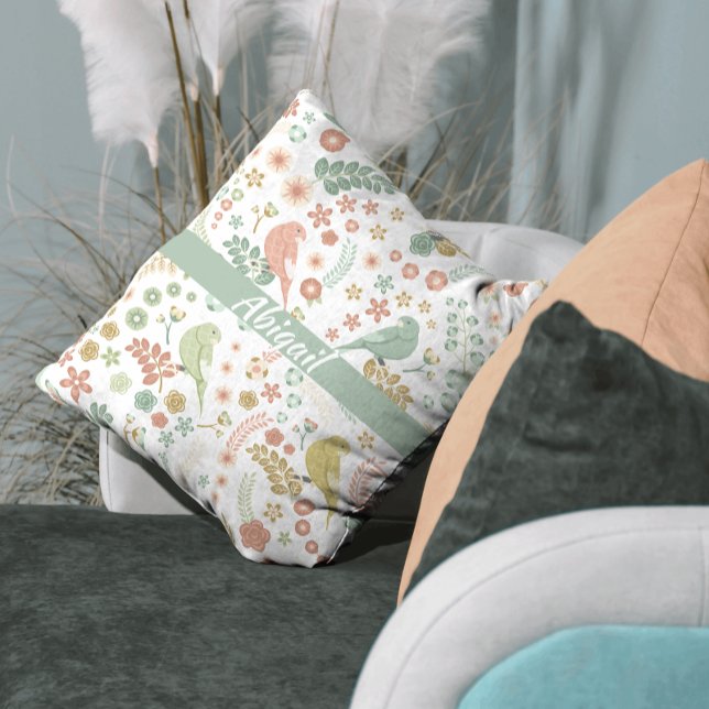 Shabby Birds & Grenar Personlig Kudde (Skapare uppladdad)