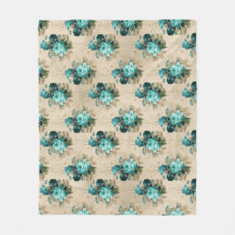Shabby Blommigt Aqua Series Design 3 Fleecefilt