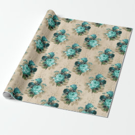 Shabby Blommigt Aqua Series Design 3 Presentpapper