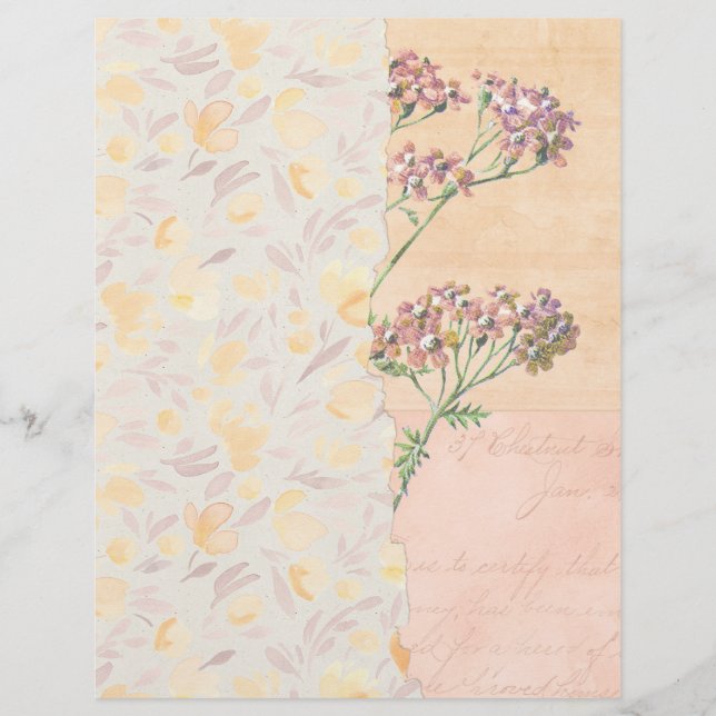 Shabby Blommigt Collage Scrapbook Papper (Framsida)