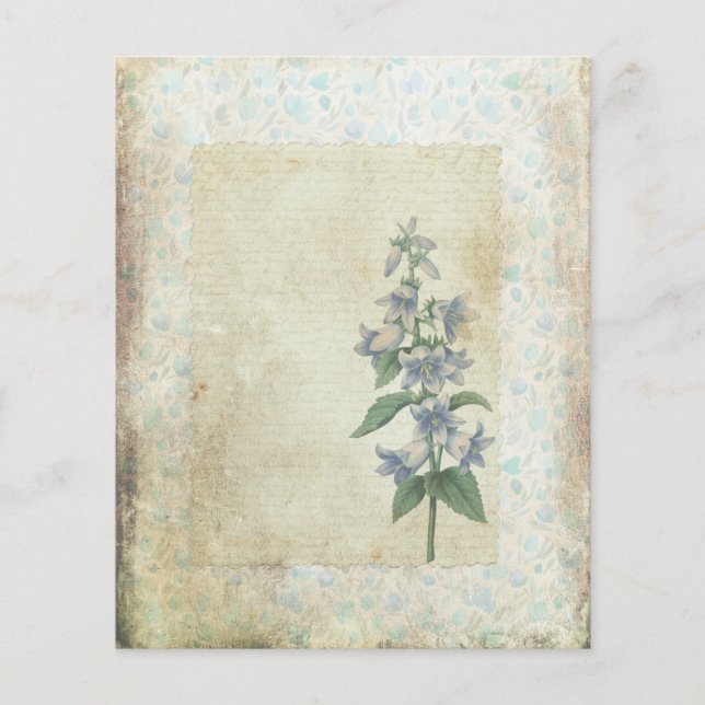Shabby Blue Blommigt Collage Scrapbook Papper (Framsida)