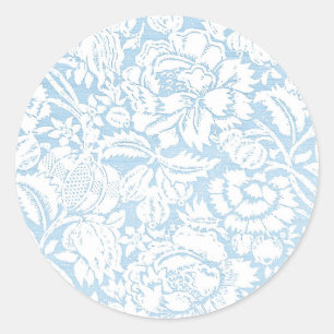 Shabby Blue Fransk Toile Runt Klistermärke