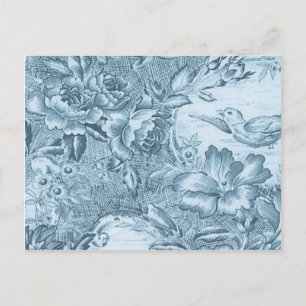 Shabby Blue Fransk Toile Vykort