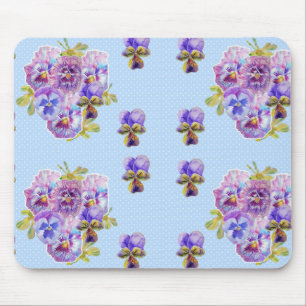 Shabby Blue Pansy blommigt Computer Musmatta Pad