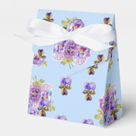 Shabby Blue Pansy Blommigt Dot Party Cake Favoritb Presentaskar