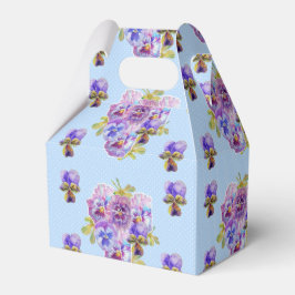 Shabby Blue Pansy Blommigt Dot Party Cake Favoritb Presentaskar