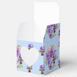 Shabby Blue Pansy Blommigt Dot Party Cake Favoritb Presentaskar
