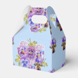 Shabby Blue Pansy Blommigt Dot Party Cake Favoritb Presentaskar