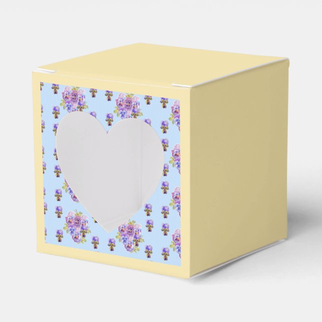 Shabby Blue Pansy Blommigt Tea Party Cake Favoritb Presentaskar (Framsidan Sidan)