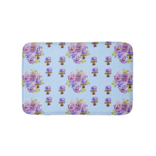 Shabby Blue Pansy viola blommigt Blath Mat Badrumsmatta