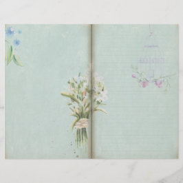 Shabby Blue Vintage Blommigt Journal Page