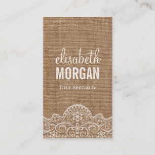 Shabby Burlap med Elegant Snöre - Retro Rustic Visitkort