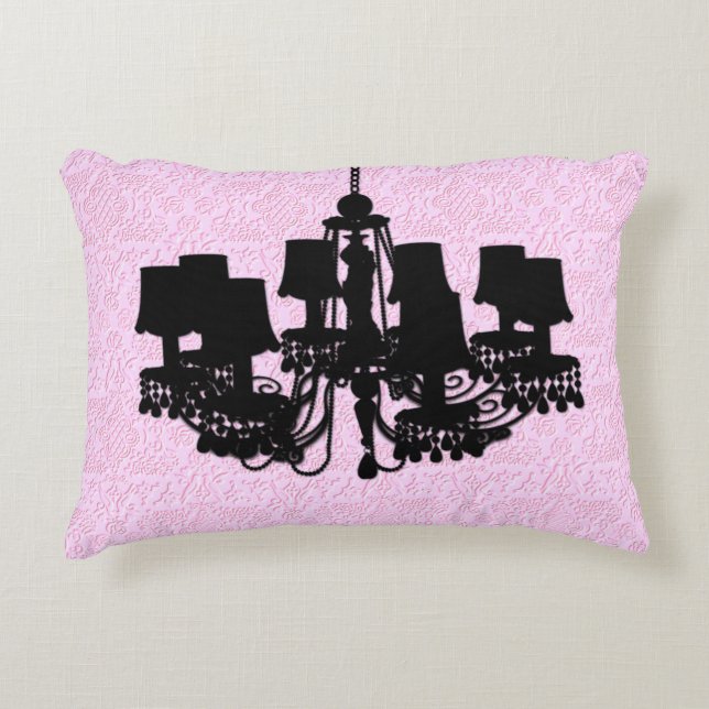 Shabby Chandelier Silhouette, Rosa-ACCENT PILLOW Prydnadskudde (Framsidan)