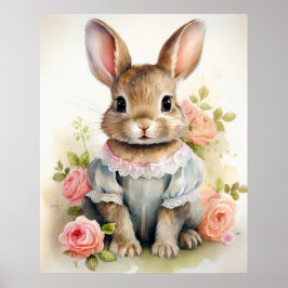Shabby Chic Antik Kanin Flicka Poster