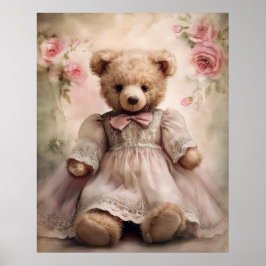 Shabby Chic Antik Teddy Flicka Poster
