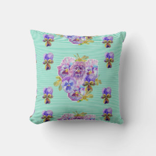 shabby chic Aqua Rand Blommigt blommor Cushion Kudde