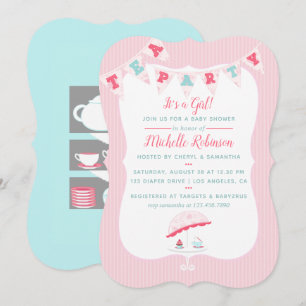 Shabby-Chic Baby Shower Tea Party-inbjudan Inbjudningar