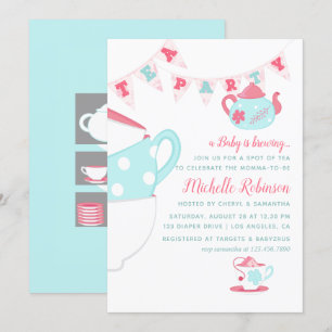 Shabby-Chic Baby Shower Tea Party-inbjudan Inbjudningar