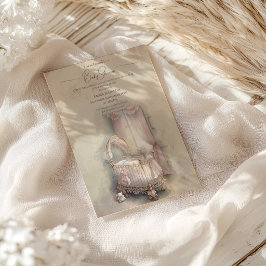 Shabby Chic babysäng Baby Shower Inbjudningar