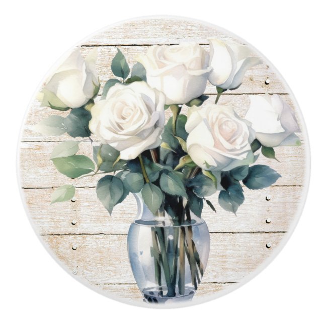 Shabby chic Beach White Wood with Vit ros Knopp (Framsidan)