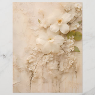 Shabby Chic Beige Spetsblommor Scrapbookpapper