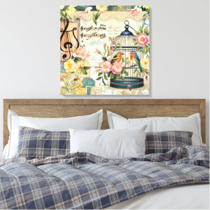 Shabby chic Birdcage Canvas Art