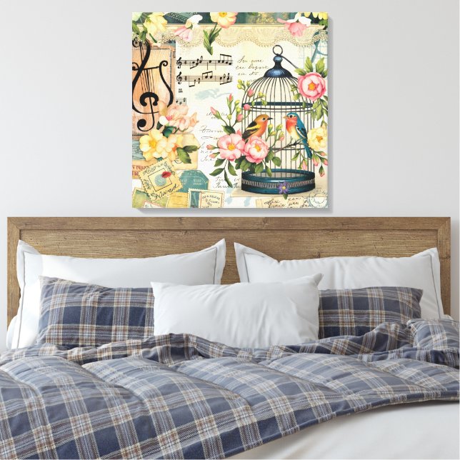 Shabby chic Birdcage Canvas Art (Insitu (sovrum))
