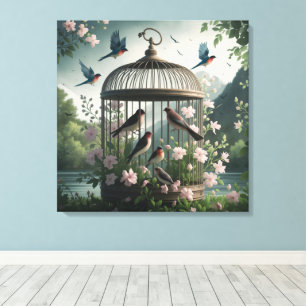 Shabby chic Birdcage Canvas Art