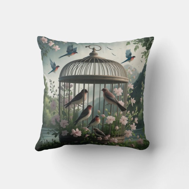 Shabby chic Birdcage Dekorativ kudde (Baksida)