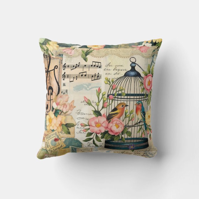 Shabby chic Birdcage Dekorativ kudde (Baksida)