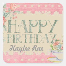 Shabby chic Birthday Sticker