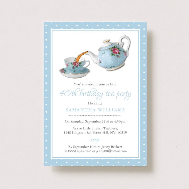 Shabby chic Birthday Tea Party Inbjudningar (Skapare uppladdad)