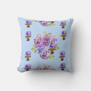 Shabby Chic Blå Blommig mönster blommor Kudd Kudde