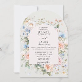 Shabby chic blå Blommigt Blå Blommor Bröllop Inbjudningar