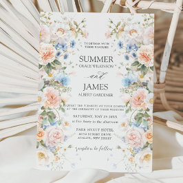Shabby chic blå Blommigt Blå Blommor Bröllop Inbjudningar