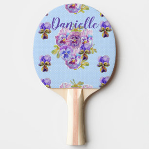 Shabby Chic Blå Blommor Blommig Ping Pong Paddle Pingisracket