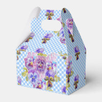 Shabby Chic Blå Gingham Pensé Bröllopsblomma Tårta