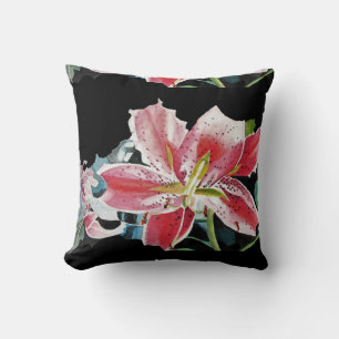 Shabby chic Black Lily Blommigt Flowers Cushion Kudde