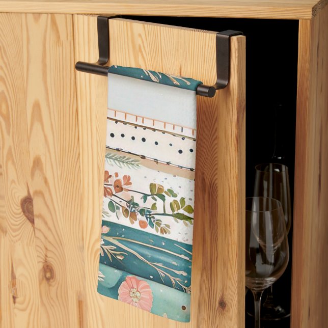 Shabby chic blandad mönster kökshandduk (Thirds Fold)