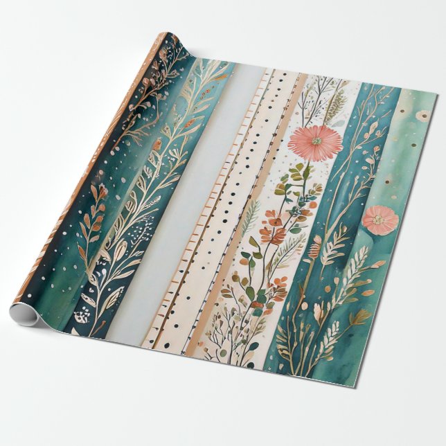 Shabby chic blandad mönster presentpapper (Utrullad)