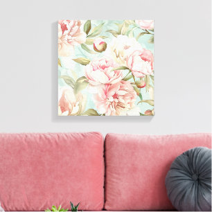 Shabby chic blommande rosor stuga core canvastryck