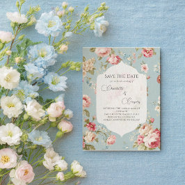 Shabby Chic blommig bröllop Save the Date Meddelande Vykort