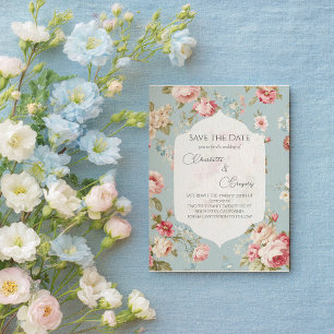 Shabby Chic blommig bröllop Save the Date Meddelande Vykort