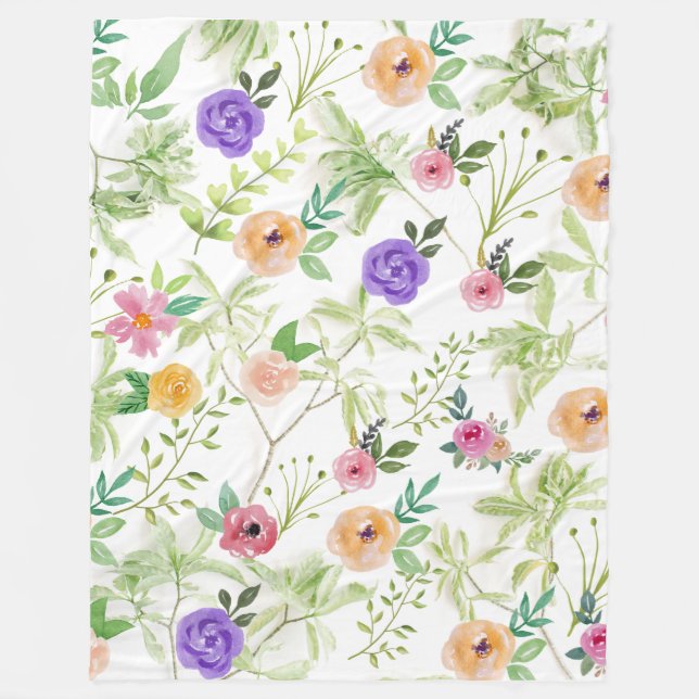 Shabby Chic Blommig Fleecefilt (Framsidan)