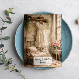 Shabby Chic Blommig Klänning Kort